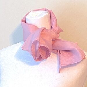 Powder Pink Silk Scarf 33.5” Square Hand-Rolled Edge